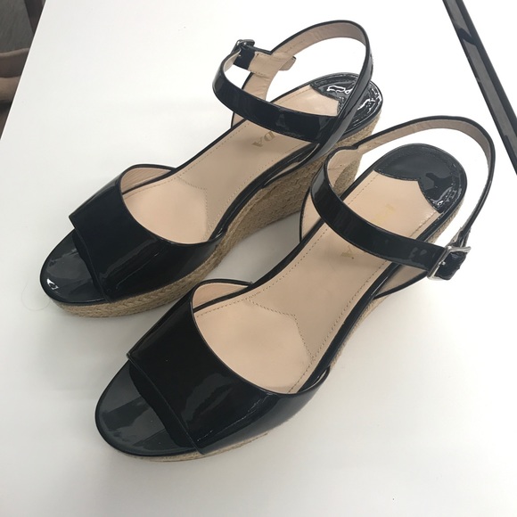 Prada Patent Wedge Espadrille Sandal - Picture 2 of 6